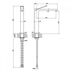 Gessi Rettangolo K Смеситель для раковины на 1 отверстие, излив 213мм, цвет: черный