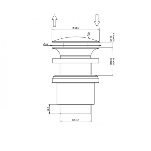 Gessi Донный клапан для раковины Stop&Go на 1 1/4", без слива-перелива, цвет Black XL