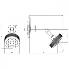 GESSI INCISO Душевая головка настенная, шарнирная на 1/2", 200мм, цвет: хром