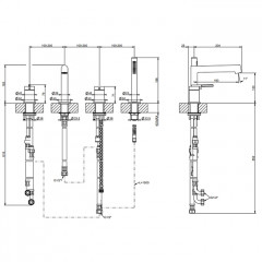 GESSI INGRANAGGIO Смеситель для установки на борт ванны на 4 отверстия, с ручным душем, цвет Black Metal Brushed PVD