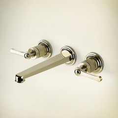 GESSI VENTI20 Смеситель для раковины настенный, встраиваемый, двухвентильный, излив 243 мм., внешняя часть, цвет Brass PVD