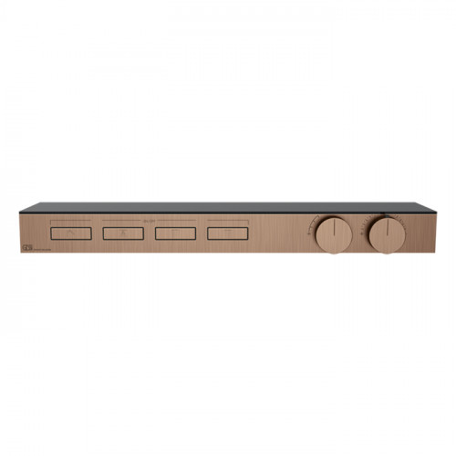 Gessi Hi-Fi Термостат для душа, с вкл. до 4 источников одновременно (внешняя часть), с полкой из черного мат. стекла, цвет: Copper Brushed PVD
