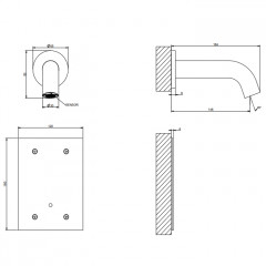 GESSI 316 FLESSA Смеситель для раковины, настенный, электронный, излив 146 мм., внешняя часть, цвет Steel Brushed