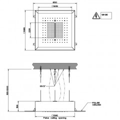 Gessi Afilo Встраив. душев.система 500х500мм, "троп.ливень,водопад,распыление,хромо"+ пульт упр, окантовка белый CN (без панели 57016 и блока RIR5402)