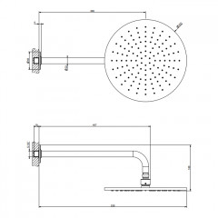 GESSI INCISO Душевая головка настенная, шарнирная на 1/2", 300мм, цвет: золото