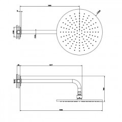 GESSI INCISO Душевая головка настенная, шарнирная на 1/2", 300мм, цвет: brushed brass pvd