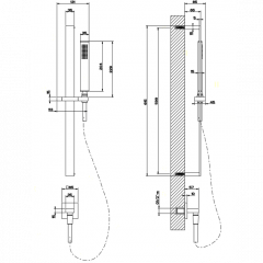Gessi Rettangolo Душевая стойка с ручным душем и выводом воды из стены, цвет: хром