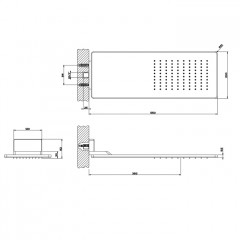 GESSI Верхний душ 550х200 мм., для настенного крепления, цвет Steel Brushed