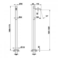 GESSI HABITO TRAME Смеситель для раковины напольный, однорычажный, цвет Copper Brushed PVD