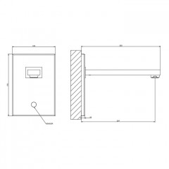 GESSI RETTANGOLO Смеситель для раковины настенный, электронный, внешняя часть, цвет Black XL