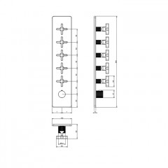 GESSI INCISO Встраиваемый термостатический смеситель на 5 источников, резьба 3/4" (внешние части), цвет: nero XL
