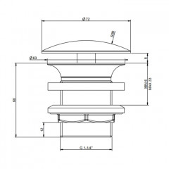Gessi Донный клапан свободного слива 1 1/4", без перелива, цвет: Black XL