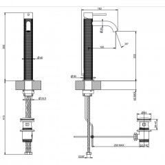 GESSI 316 Смеситель для раковины на 1 отверстие, высокий h=305мм, с донным клапаном, излив 123мм, цвет: brushed black metal pvd