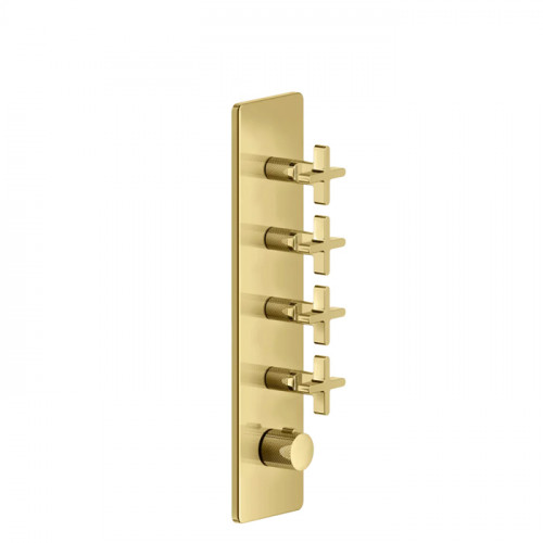 GESSI INCISO Встраиваемый термостатический смеситель на 4 источника, резьба 3/4" (внешние части), цвет: золото