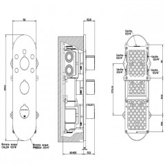 Gessi Tondo Встраиваемый термостат для душа, с 5ю выходами и селектором, верт/гориз установка, (внешние части), цвет: хром