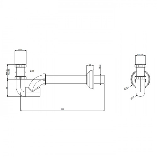 Gessi Сифон на 1 1/4", цвет: Finox Brushed Nickel