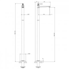 GESSI VENTI20 Смеситель напольный для раковины, излив 208 мм, внешняя часть, цвет хром