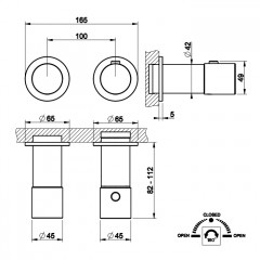 GESSI HABITO DIAMANTATO Смеситель настенный встраиваемый, термостатический, с переключателем на 2 положения, внешняя часть, цвет Warm Bronze Br. PVD