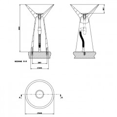 Gessi Cono Раковина напольная из Cristalplant без перелива. Со сливом в пол. Без отверстий под смесители. В комплект входит сифон