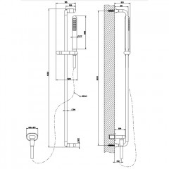 Gessi Goccia Душевая штанга с ручным душем и выводом воды из стены, цвет: шлифованный хром