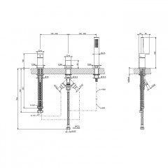Gessi Rettangolo Смеситель для ванны на 3 отверстия, с переключателем и ручным душем, без излива, цвет: черный