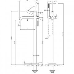 GESSI 316 Напольный смеситель для ванны с душевой лейкой (внешние части), цвет: warm bronze brushed pvd