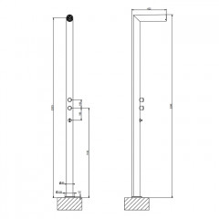 GESSI OUTDOOR Душевая стойка для установки на улице, напольная, на 2 выхода, без ручек, ручного душа и верхнего душа, внешняя часть, цв Steel Brushed