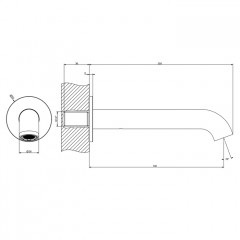 GESSI Origini Настенный излив 192 мм., цвет: Black Metal Brushed PVD