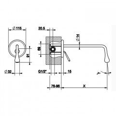 Gessi Goccia Встраиваемый однорычажный смеситель для раковины с инд.длиной излива (70-300мм)(внешние части), цвет: черный
