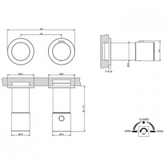 GESSI HABITO UNITO Смеситель настенный встраиваемый, термостатический, с переключателем на 2 положения, внешняя часть, цвет Black Metal PVD