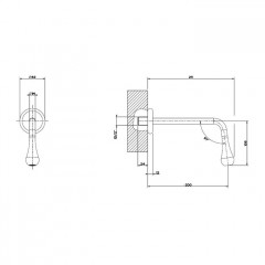 Gessi Goccia Настенный излив 200мм, для монтажа с удаленным управлением 33700/33743 (не входит в комплект), цвет: черный