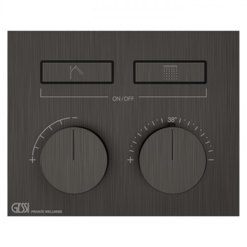 Gessi Hi-Fi Термостат для душа, с включением до 2 источников одновременно (внешняя часть), цвет: Black Metal Brushed PVD