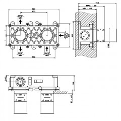 GESSI Встраиваемая часть однорычажного смесителя для ванны/душа, цвет Steel brushed