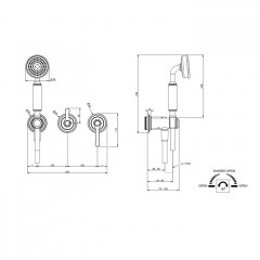 GESSI VENTI20 Смеситель встраиваемый, однорычажный, с переключателем на 2 положения, с ручным душем и шлангом 1500 мм., внешняя часть, цвет Brass PVD