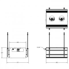 GESSI BINARIO Профиль линейный 460 мм., для 2 модулей, установка Easy-Fix, цвет Black XL