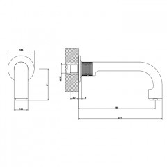 GESSI INCISO Излив 190мм, для ванны с удаленным управлением (не входит в комплект), цвет: gold brushed CCP