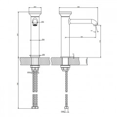 GESSI ORIGINI Смеситель для раковины H=247мм однорычажный, в компл с отделочной вставкой, цвет Copper Brushed PVD