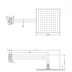 GESSI Rilievo Душевая головка шарнирная для настенного крепления 250x250 мм на 1/2", цвет: nero XL