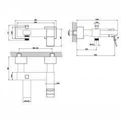 Gessi Rettangolo K Смеситель для ванны наружный, с автоматическим переключателем ванна/душ, цвет: хром