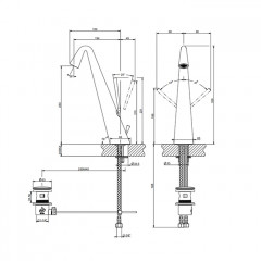 Gessi Cono Смеситель для раковины высокий с донным клапаном на 1 1/4", соединительные шланги на 3/8, цвет Black XL