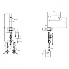 GESSI 316 FLESSA Смеситель для раковины, электронный, с кран-фильтром для регулировки температ и напора воды, высота излива 150 мм, цвет Steel Brushed