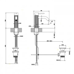 GESSI 316 Смеситель для раковины на 1 отверстие с донным клапаном, излив 123мм, цвет: steel brushed