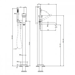 GESSI Origini Смеситель наполньный для ванны, с ручной лейкой, в комплекте вставка., цвет: хром