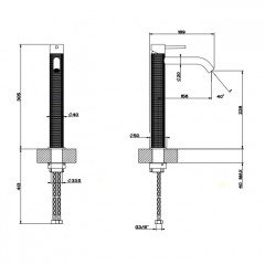 GESSI 316 Смеситель для раковины на 1 отверстие, высокий h=305мм, без донног клапана, излив 156мм, цвет: steel brushed