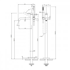 GESSI 316 Напольный смеситель для ванны с душевой лейкой (внешние части), цвет: Black XL