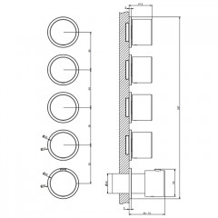 GESSI HABITO Смеситель настенный встраиваемый, термостатический, с 4 запорными вентилями, термостатический, цвет Finox Brushed Nickel