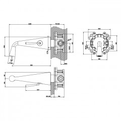 Gessi Cono Внешние части для встраиваемого однорычажного смесителя с изливом, без донного клапана.цвет хром