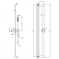 GESSI 316 Штанга в комплекте с душевой лейкой с легкой очисткой, шланг 1,50 м, цвет: brushed black metal pvd