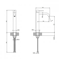 GESSI 316 Смеситель для раковины на 1 отверстие, высокий h=305мм, без донного клапана, излив 155мм, цвет: warm bronze brushed pvd