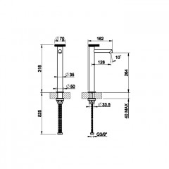 Gessi Anello Смеситель для раковины высокий с коротким изливом. Без донного клапана, цвет: хром